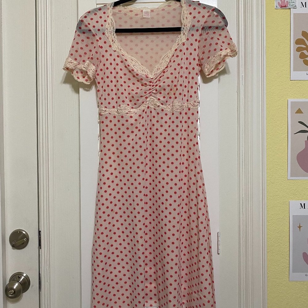 Only Hearts Helena Stuart Dot Dress with Lace Trim
